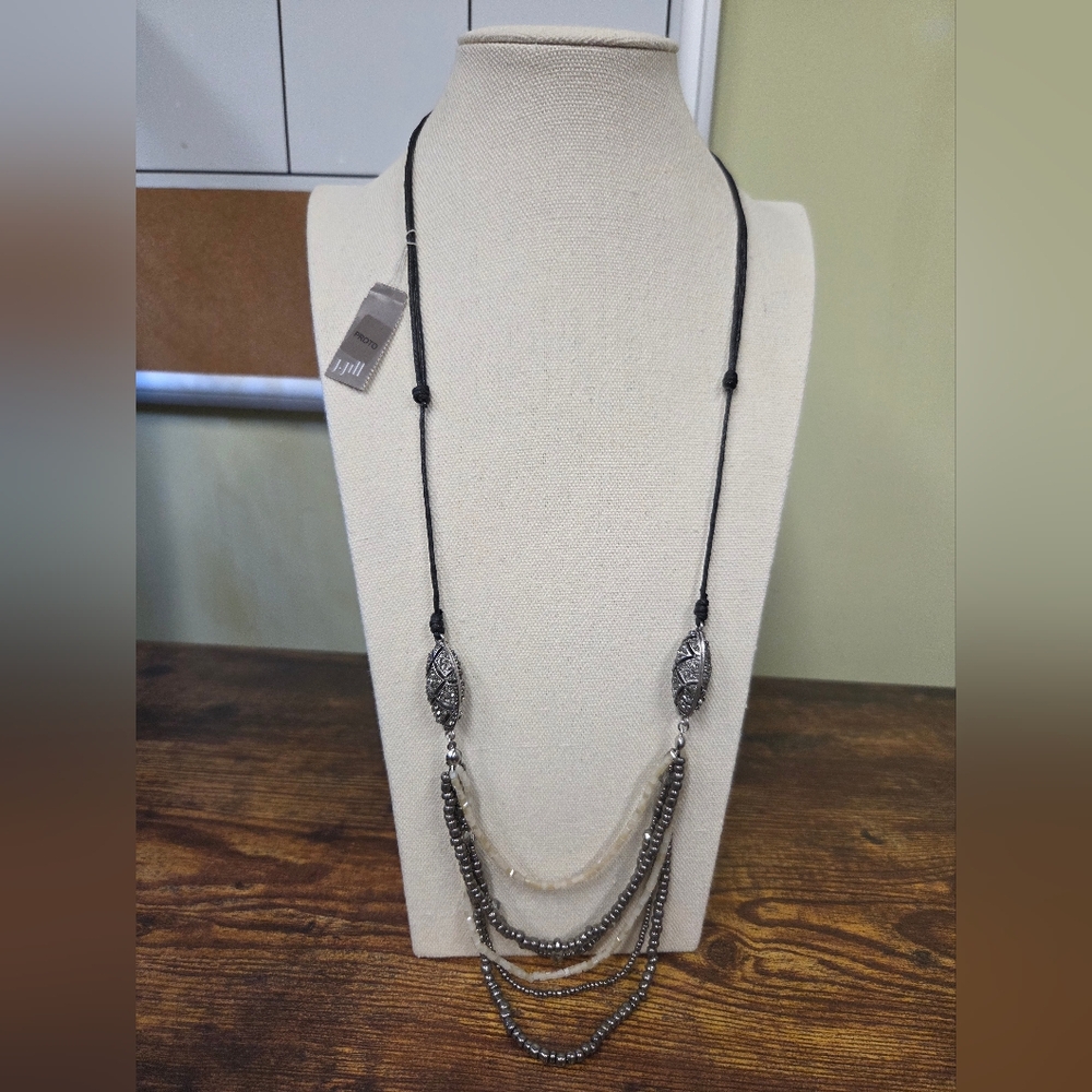 J. Jill PROTOTYPE Layered Glass, Metal, and Hematite Necklace